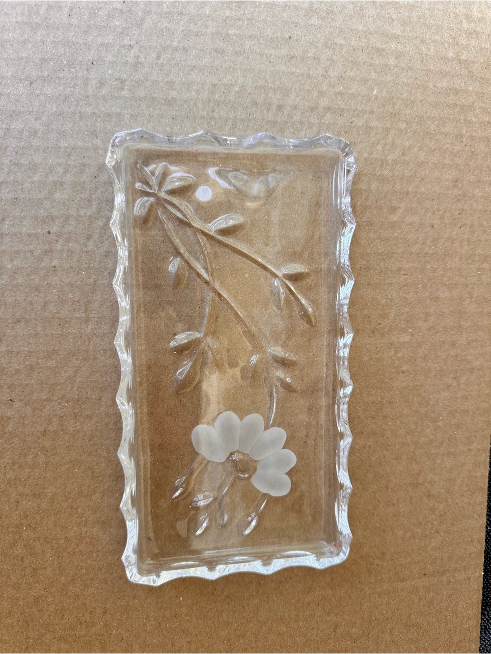 Clear Glass Floral Soap Dish - Transparent